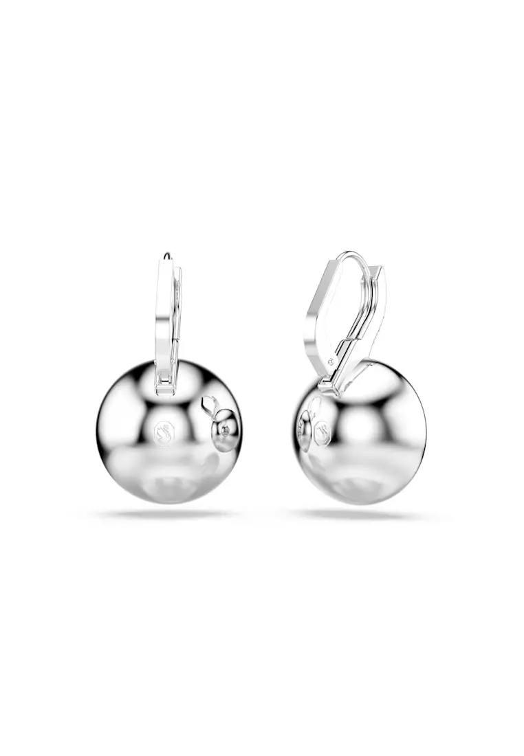 Millenia drop earrings, Round cut, White, Rhodium plated