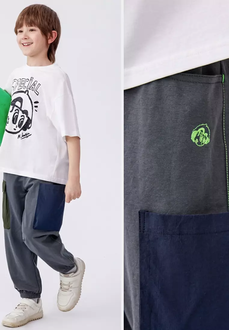 Two Shade Pocket Graphic Print Long Pant