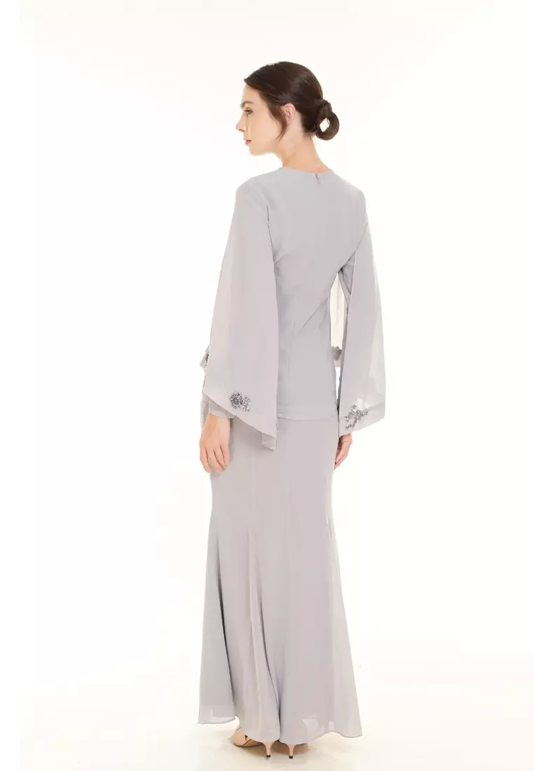 Melody Kurung Modern in Silver Grey