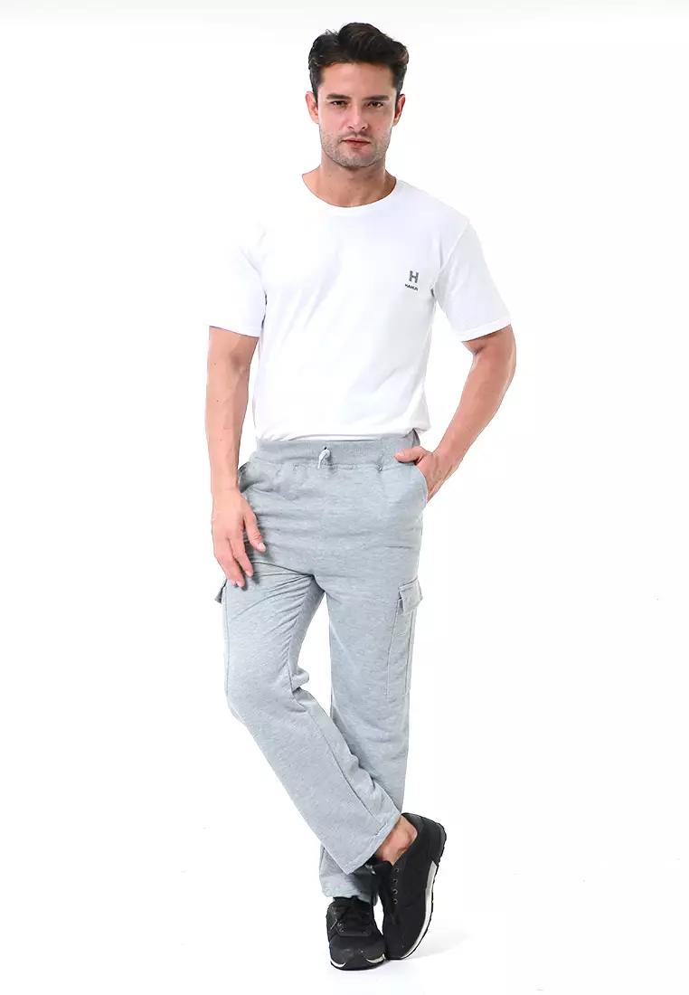 Nemanja Celana Cargo Panjang Pria Training Olahraga Sweatpants Polos Material Fleece ORIGINAL - Misty Gray