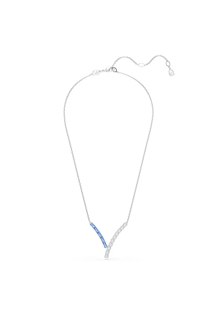 Matrix pendant, Mixed cuts, Blue, Rhodium plated