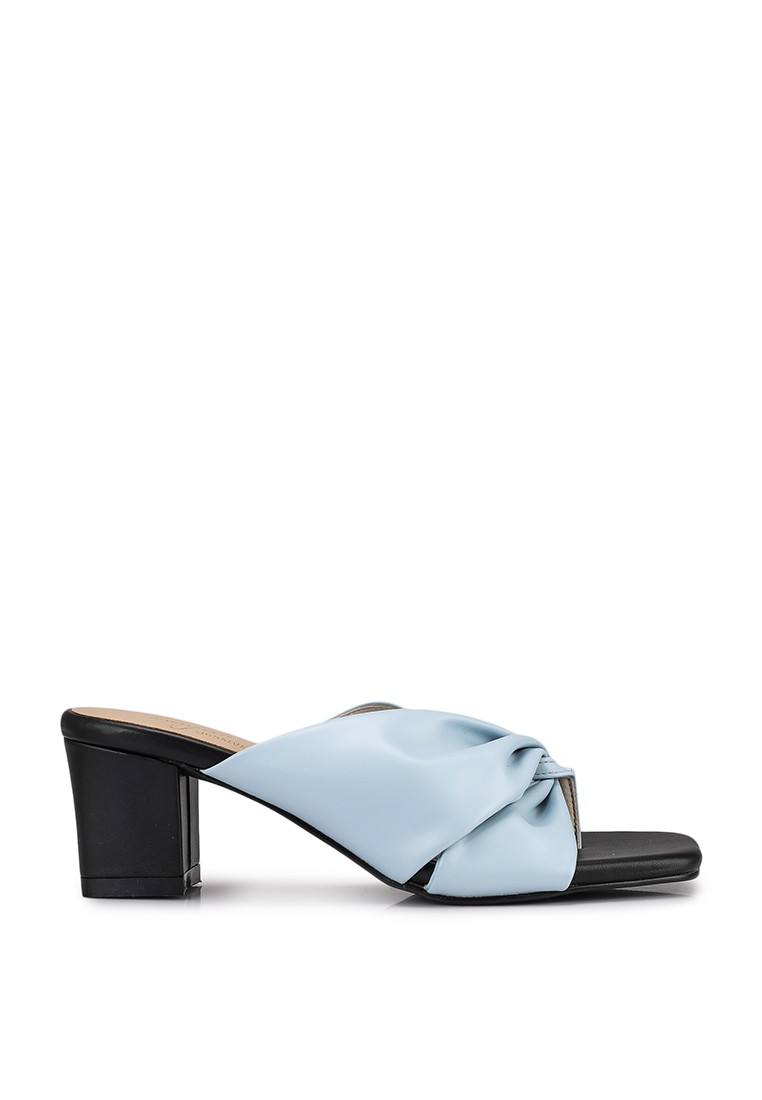 Kate Blue Slip On Block Heels