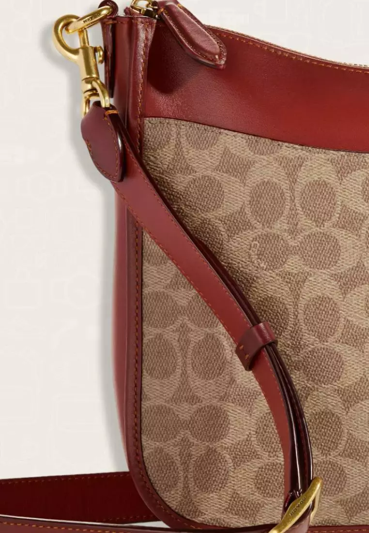 Coach Chaise Crossbody Bag In Signature Canvas Tan Rust