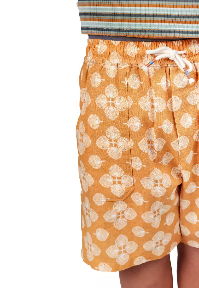 Boys Linen Viscose Pull-On Shorts With Drawstring
