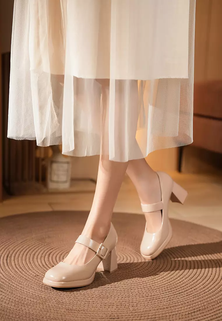 6CM Strap Microfiber Leather Mary Jane Shoes BY2465-6