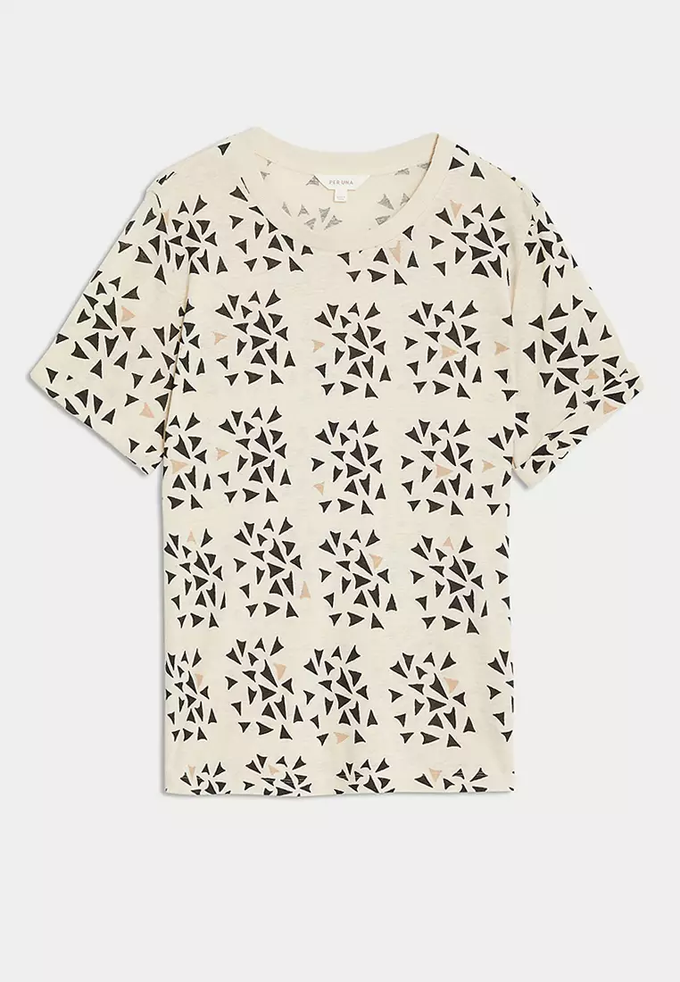 Linen Blend Printed T-Shirt