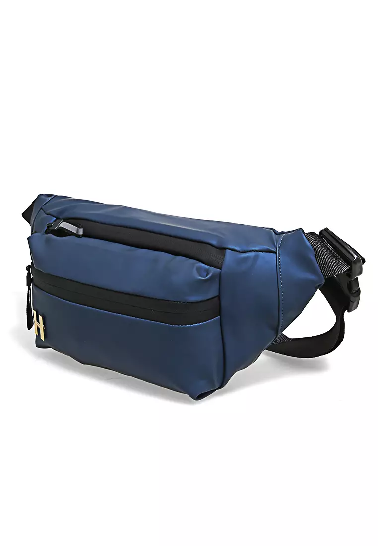 Roger Tas Selempang Pria Tahan Air Waistbag with Hole for Earphone Material Oxford ORIGINAL - Blue
