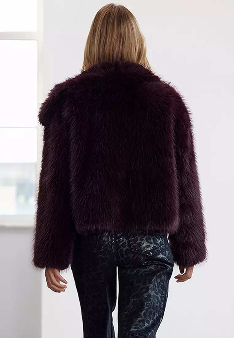 Claret Red Oversize Fur Coat TWOAW25MO00035