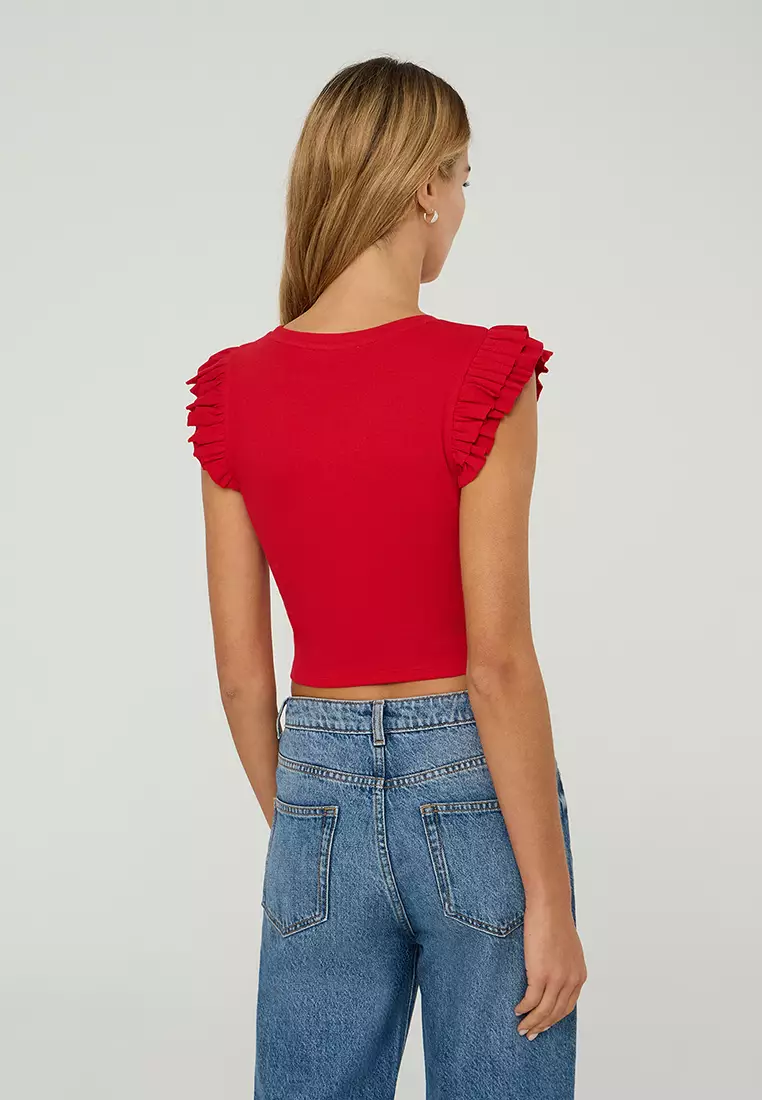 Woman Ruffled Sleeves T-Shirt