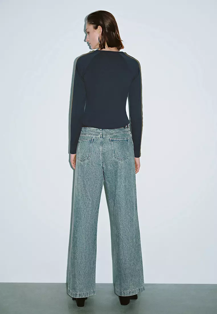 UR春季新款女装复古解构设计感腰带牛仔长裤UYV850002