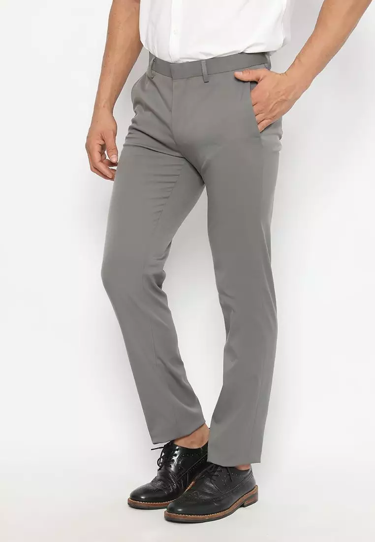 Jobb Bellmore-B Celana Panjang Pria Modern Slim Fit Light Grey 3