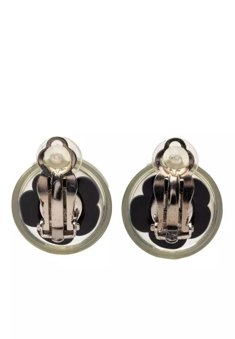 Pre-Loved Chanel Cc Resin Flower Clip On Earrings