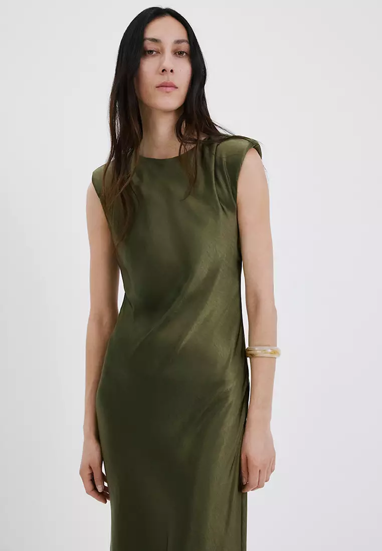 Satin Shoulder Pad Dress