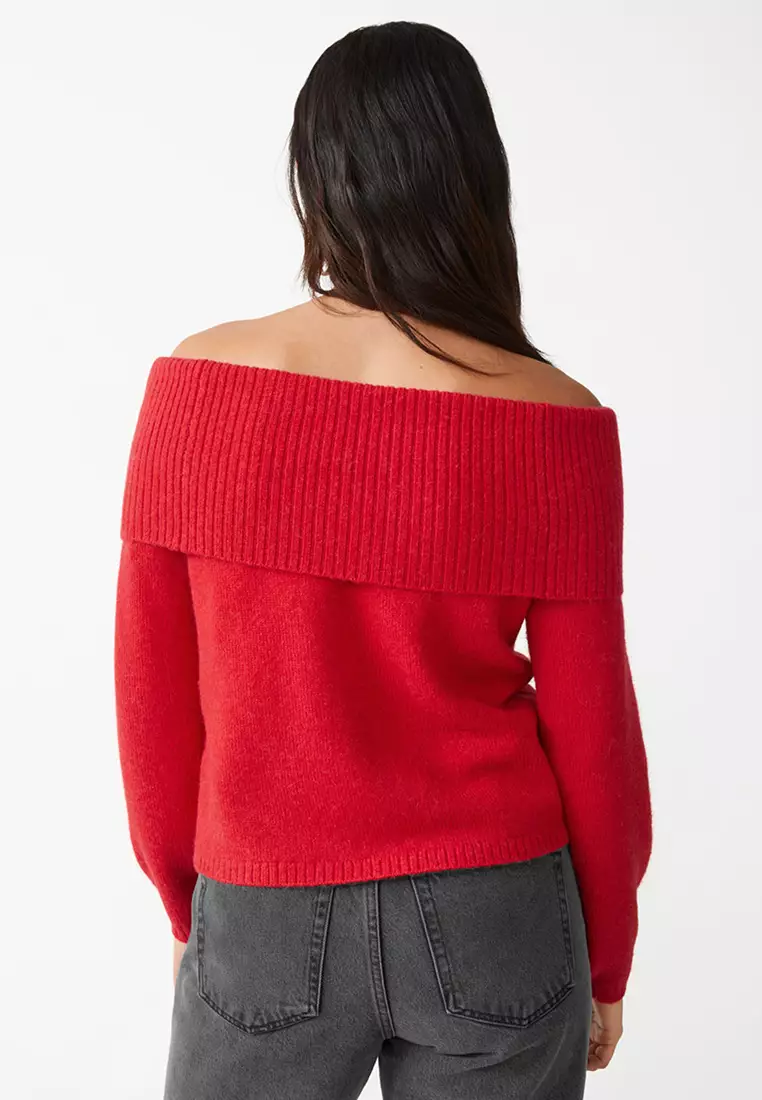 H&m red off the shoulder cheap sweater