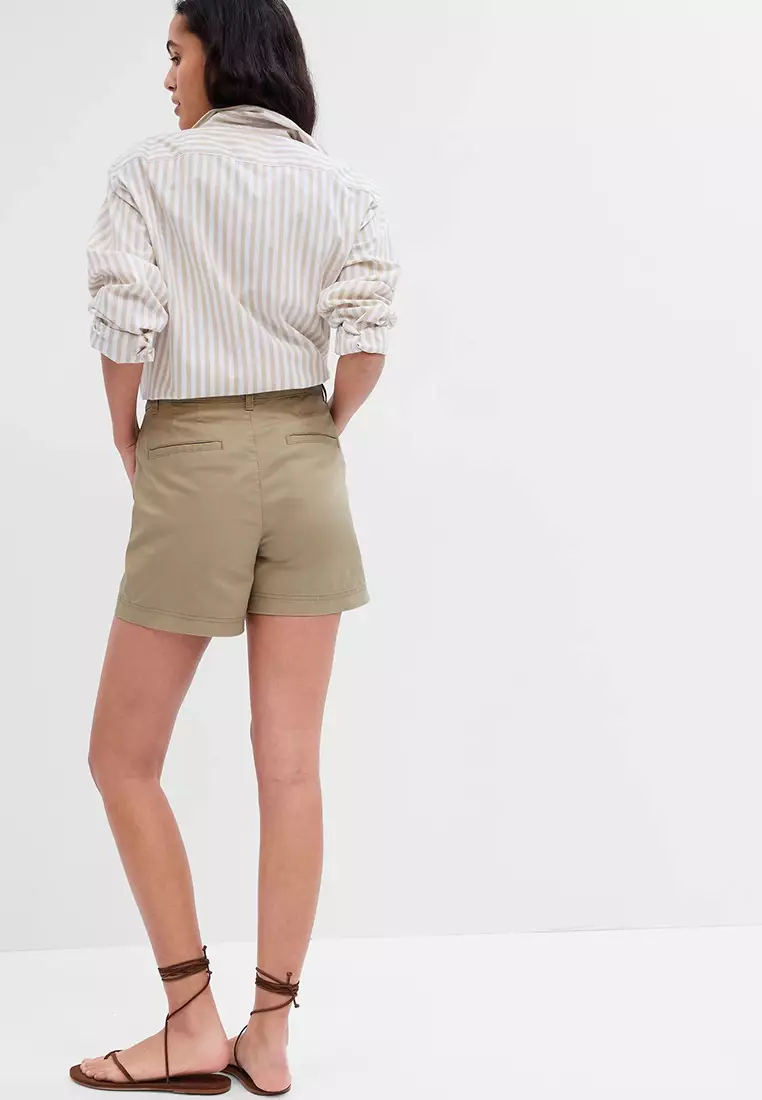 5" Mid Rise Girlfriend Khaki Shorts with Washwell