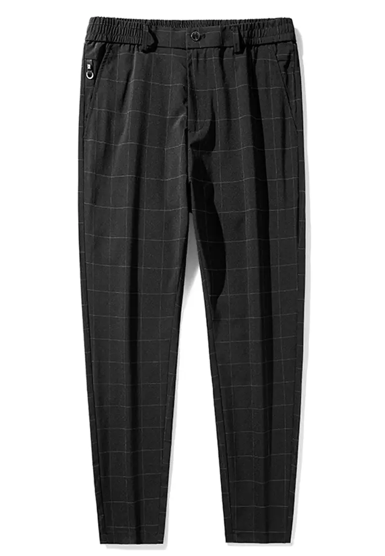 Slim Fit Check Suit Trousers