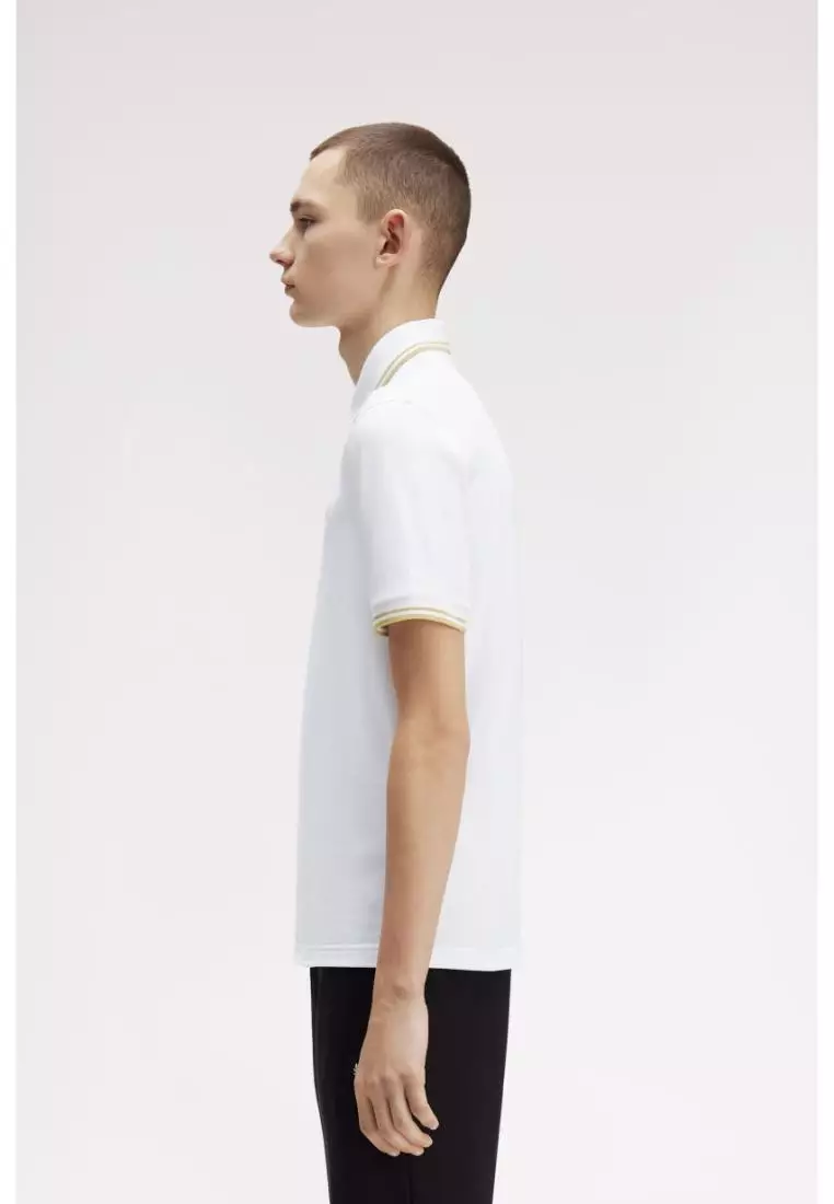 Fred Perry M12 Twin Tipped Fred Perry Shirt (White/Champagne)
