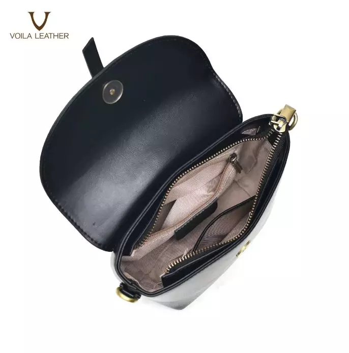 VOILA LEATHER Tas Selempang Wanita Kulit Asli Genuine Leather Sling Bag AMARA Black