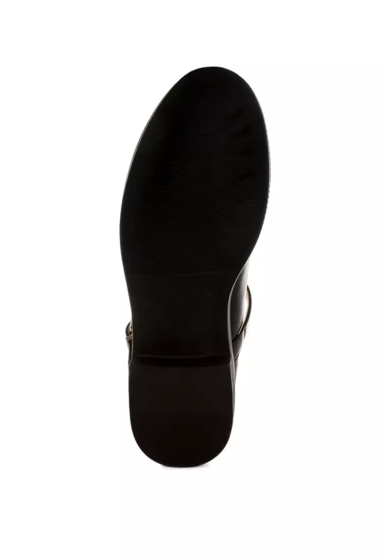 Faux Leather Mary Jane Shoes in Black