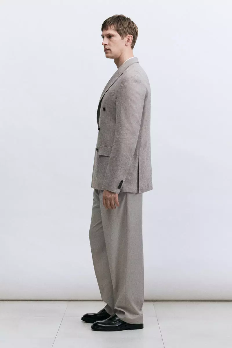 Relaxed Fit Double-breasted linen-blend jacket