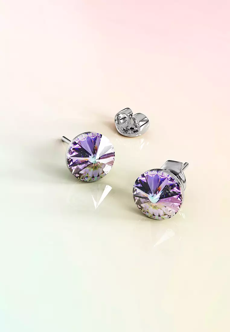 Krystal Dream Earrings Embellished with SWAROVSKI® crystals-White Gold/Vitrail Light