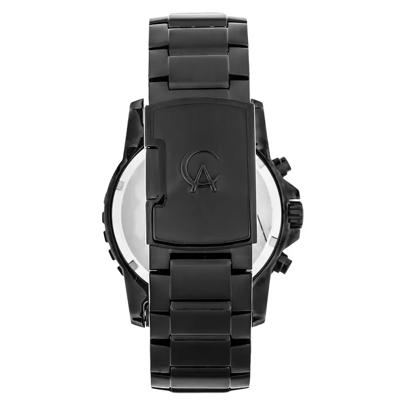 Jam Tangan Pria Alexandre Christie Chronograph AC 6141 MC BIPBA Men Black Dial Black Stainless Steel Strap