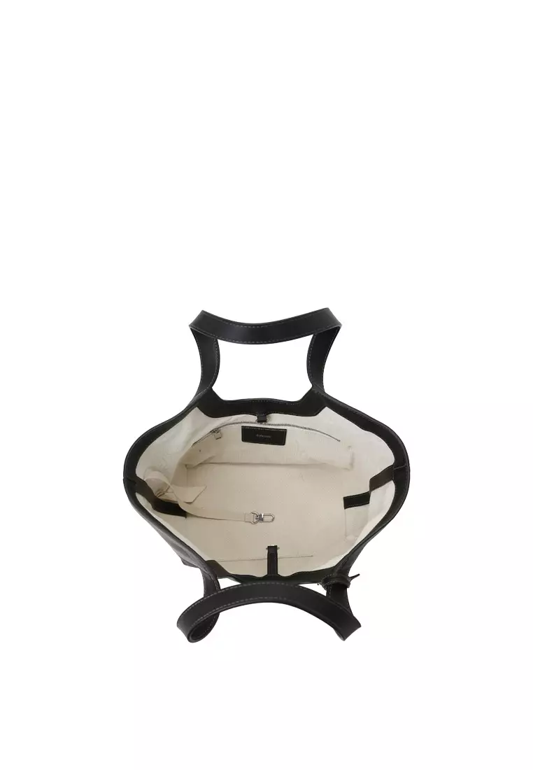 Scoop Top Basket Tote Bag - Black