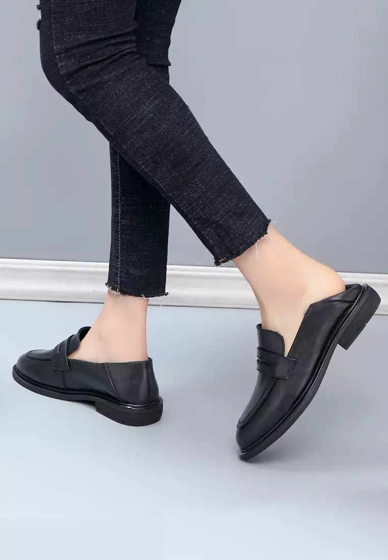 Square Toe Cow Leather Flexible Loafers BS2087