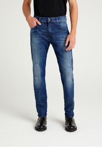 Sisley blue Slim fit Dakota jeans with tears 68411AA316166FGS_1
