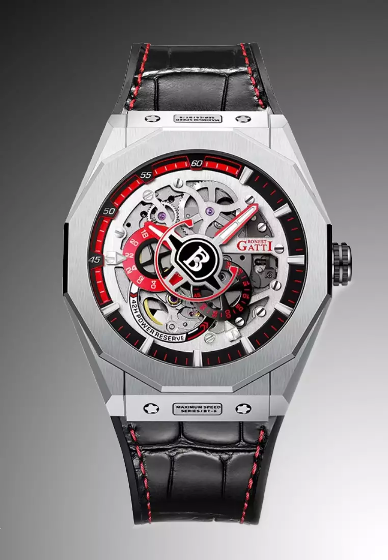 Automatic Unisex Stainless Steel Watch, Leather Strap