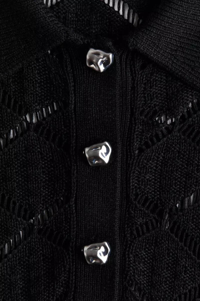 Crochet-look polo shirt