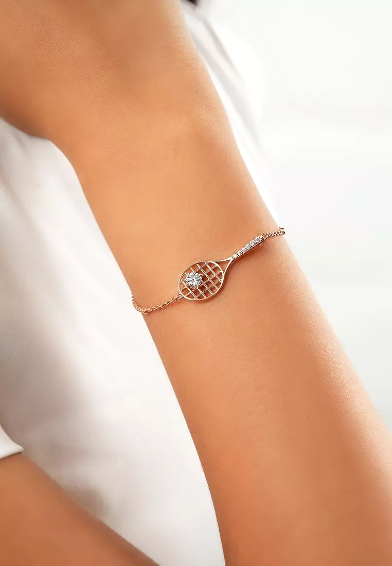 Match Point Racket Bracelet in Vermeil Rose Gold D/E-VVS/VS (0.27ct TDW)