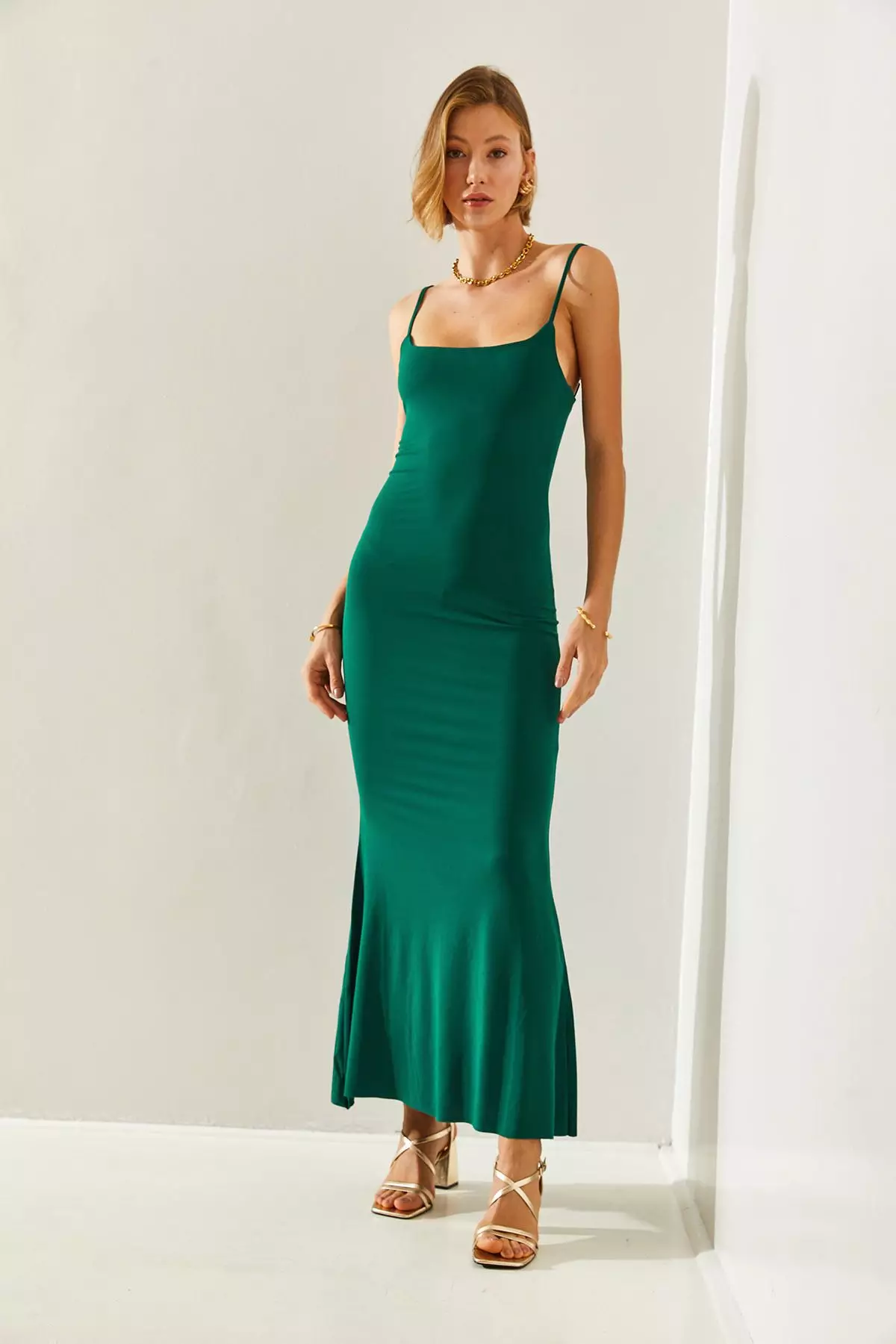 Women's Midi Length Thin Strap Lycra 283 Dress 60251428