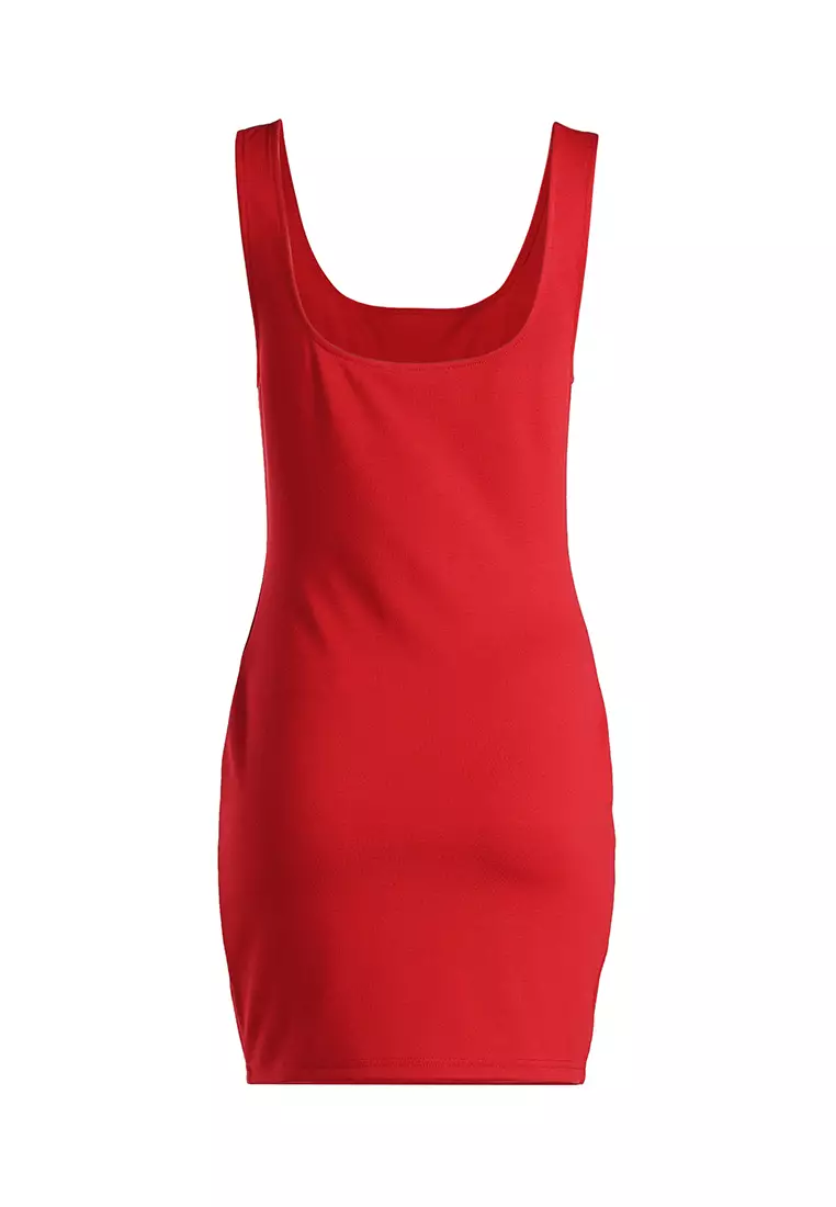 Slim Fit Mini Dress In Burgundy