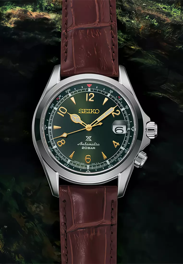 Seiko Prospex Land Alpinist Automatic - Dark Brown Leather Strap with Compass - Jam Tangan Analog Pria
