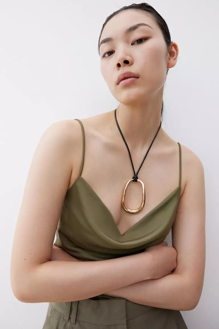 Cowl-neck strappy top