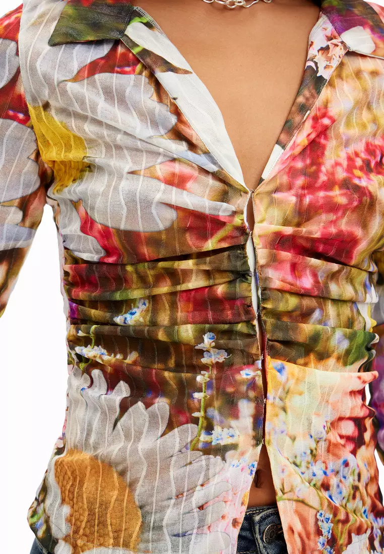 Buy Desigual Desigual Woman Floral Ruched Shirt 2025 Online | ZALORA ...