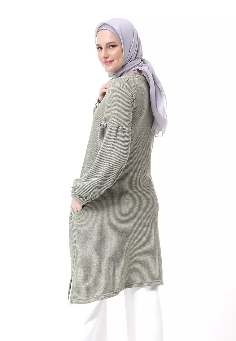 Layvina Tunik Polos Muslimah Lengan Panjang Premium High Quality Fashion - Sage
