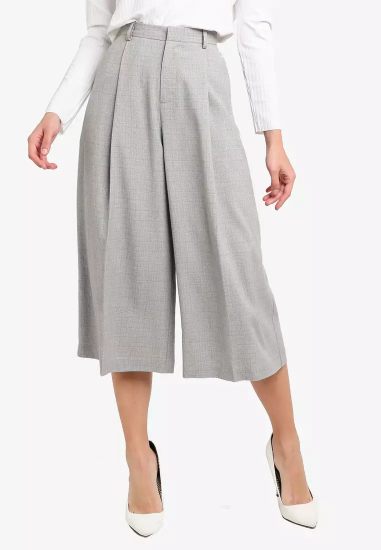 Pleated discount cropped culottes