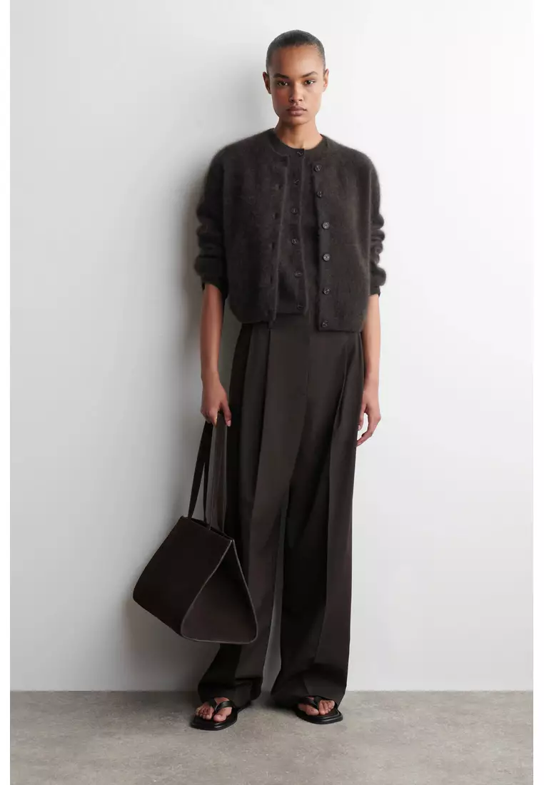 BRUSHED-CASHMERE CREW-NECK CARDIGAN