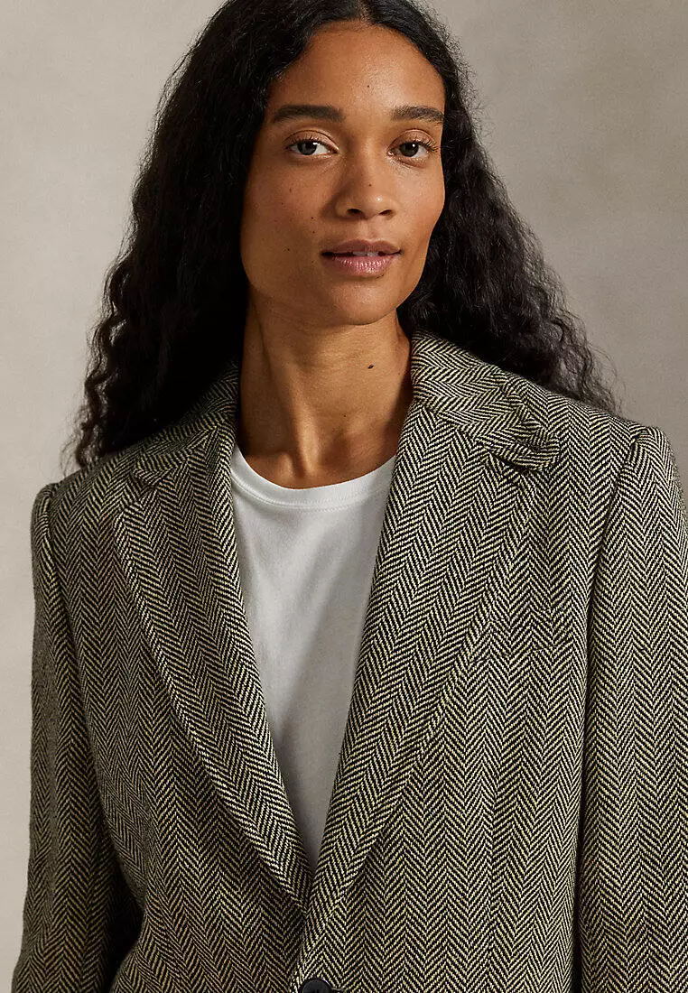 Single-Breasted Herringbone Blazer