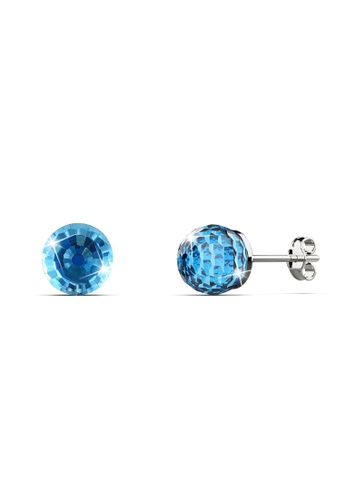 925 Signature silver 925 SIGNATURE Solid 925 Sterling Silver Aquamarine Blue Oval Stud Earrings Embellished with Crystals from Swarovski® CD013ACB1FF623GS_1