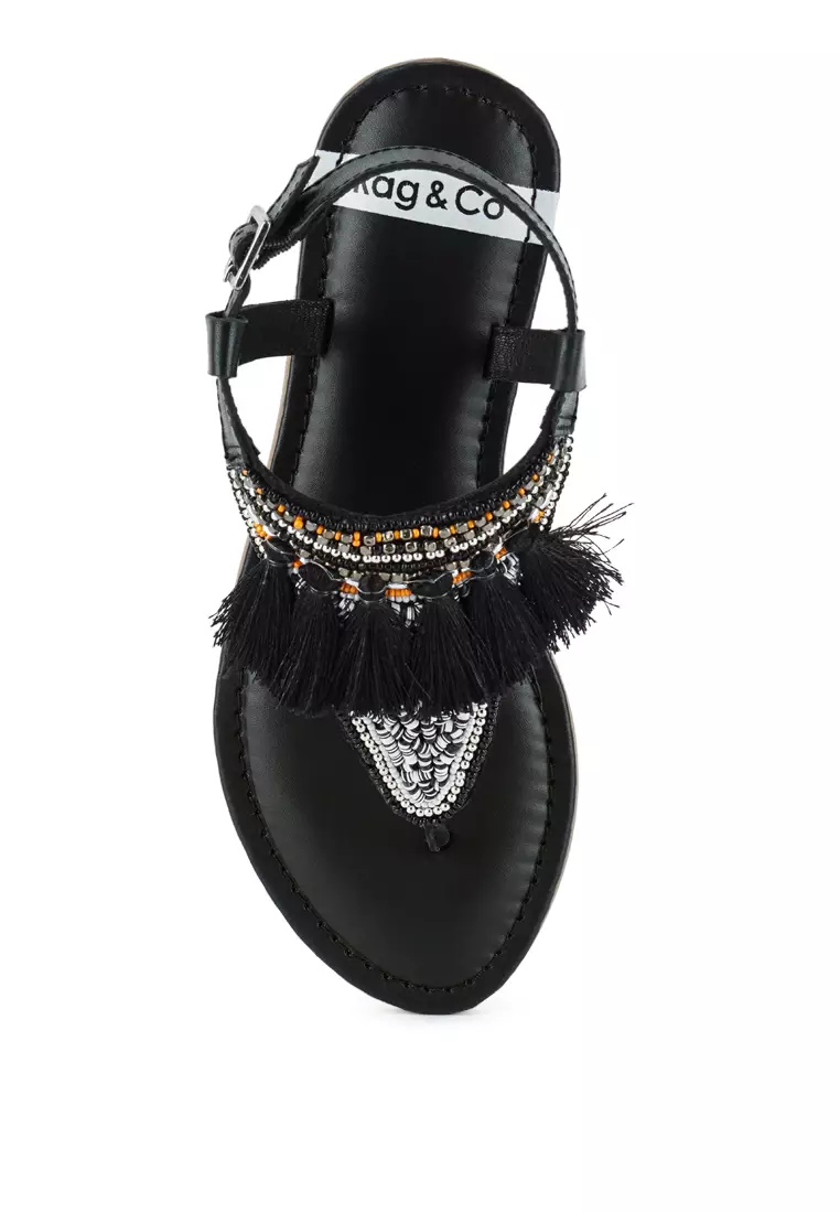 Sandal Rumbai Kulit Asli Warna Hitam