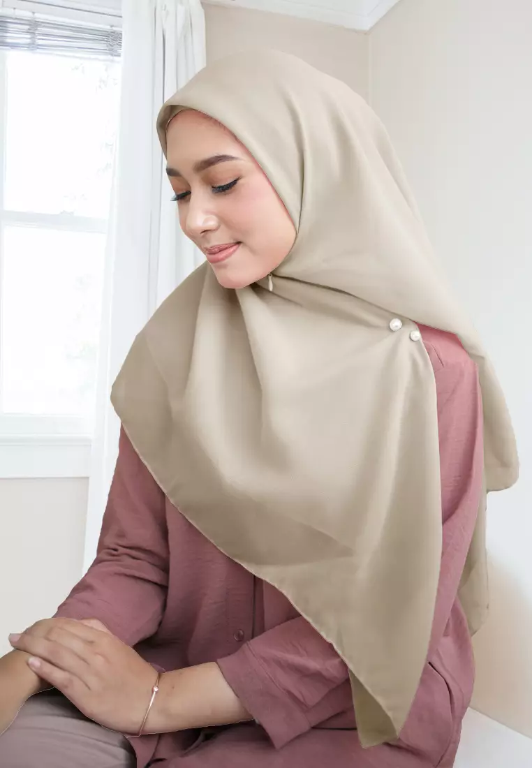 Cotton Bee - Shanara Instan | Hijab Segiempat Resleting - Dust Cactus