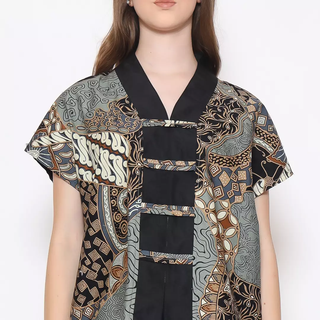 Blouse Batik Wanita - Bhatara Batik Olivia - Atasan Batik Modern Lengan Pendek