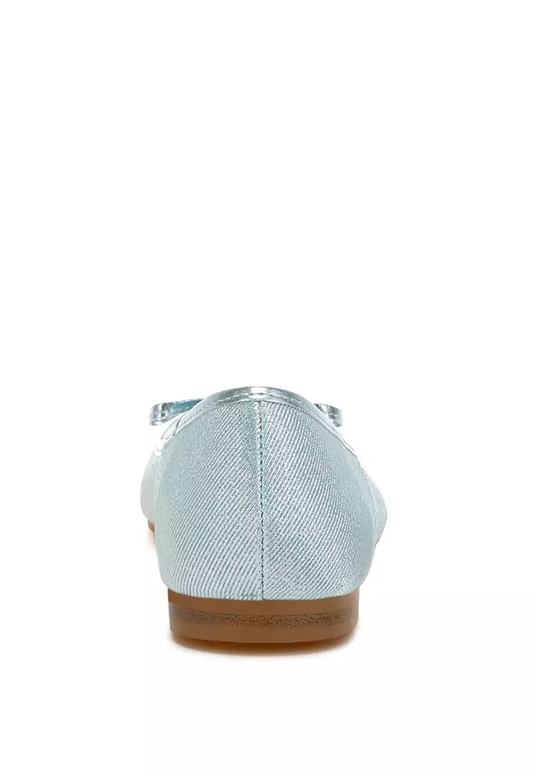 Sepatu Balet Metalik Warna Biru Muda