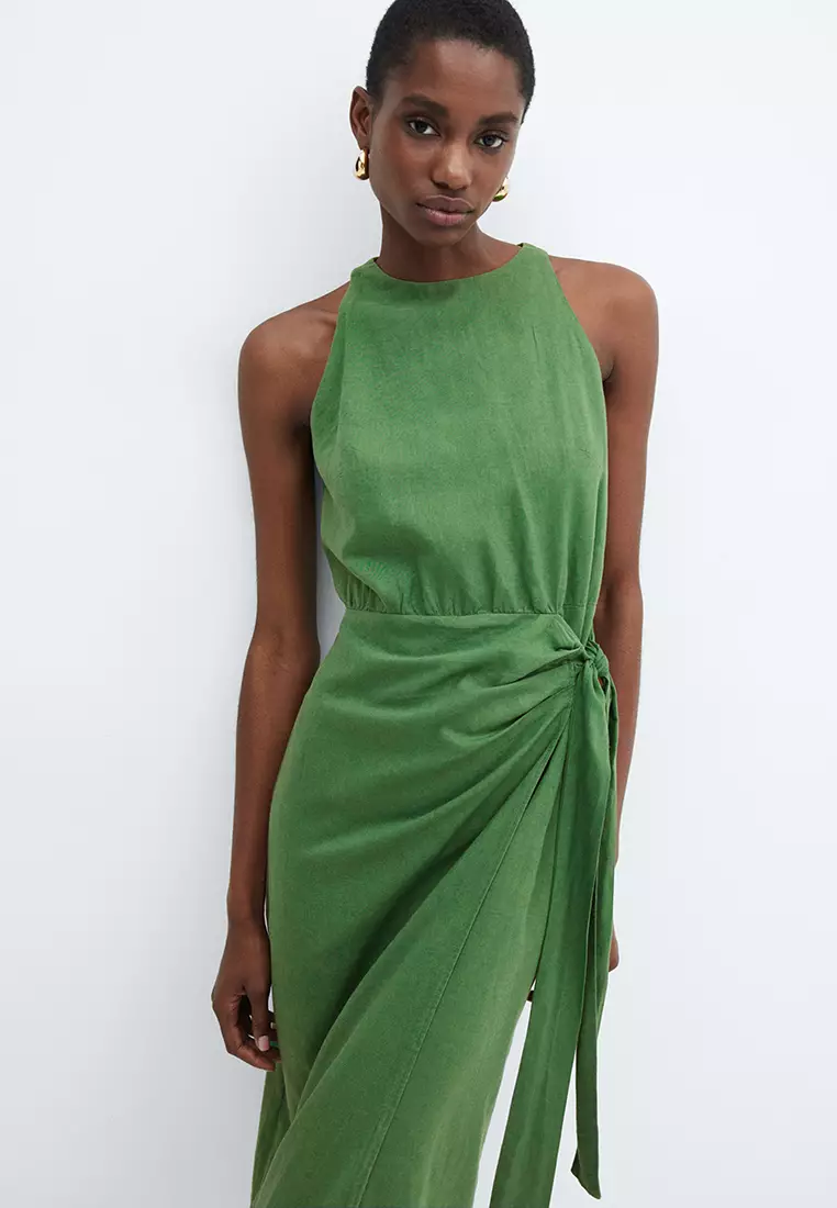Mango green top midi dress