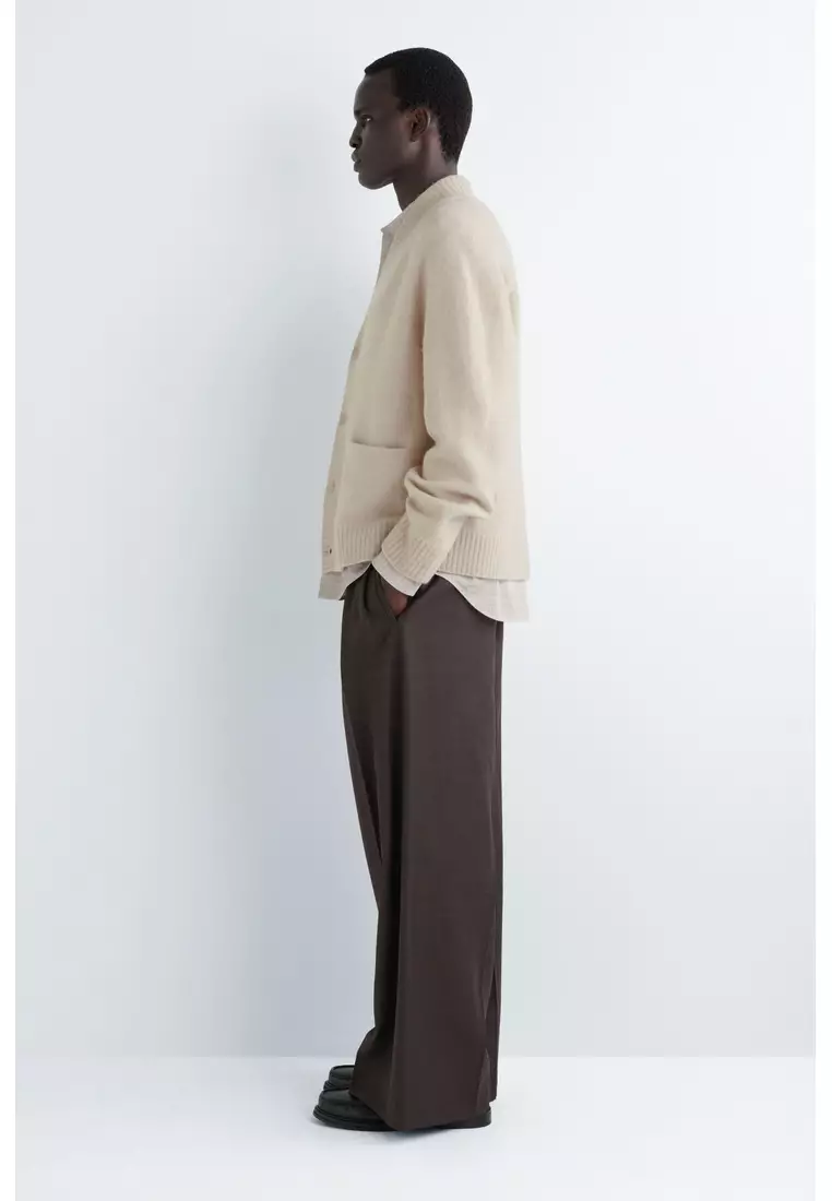 BRUSHED-WOOL V-NECK CARDIGAN