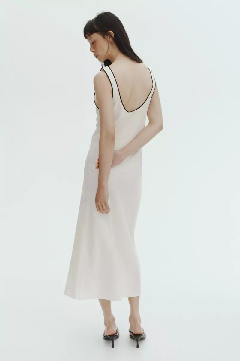 Linen-blend slip dress