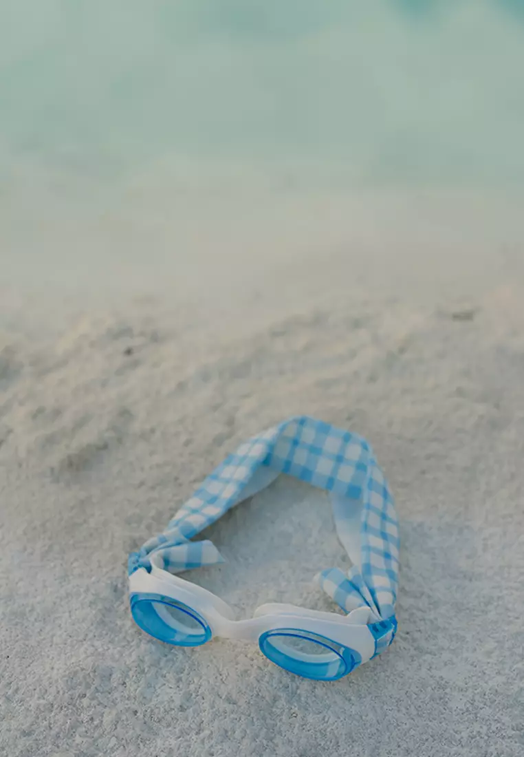 Tangle-Free Goggle Elastic Strap - Gingham Blue